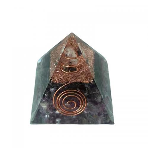 Синтетическая смола Пирамида украшения, с Полудрагоценный камень, пирамида, эпоксидная смола, разный размер для выбора, продается PC