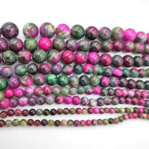Einzelne Edelstein Perlen, Jade, rund, DIY & verschiedene Größen vorhanden, gemischte Farben, verkauft von Strang