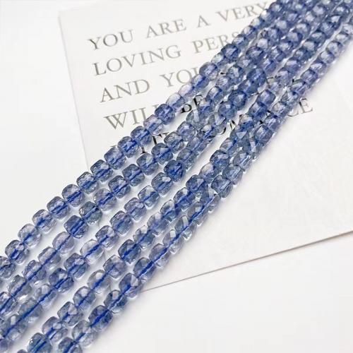 Single Gemstone Beads, Topaze, Square, polished, DIY & faceted, blue Approx 38 cm 