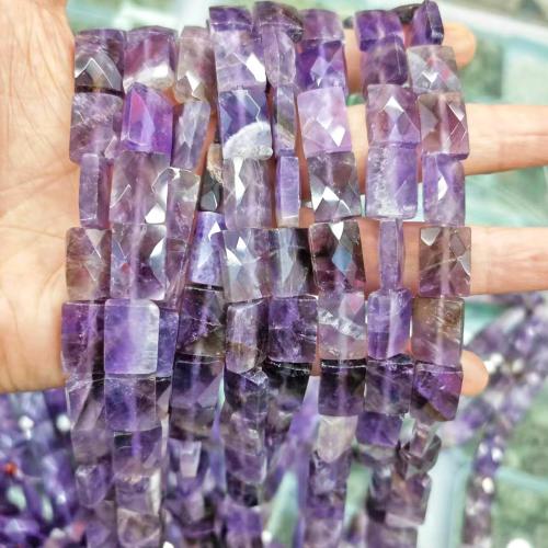 Natural Amethyst Beads, Rectangle, polished & DIY & faceted, purple Approx 