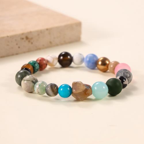 Драгоценный камень Браслеты, Многоцветный камень, с Агат, ювелирные изделия моды & Мужская, длина:Приблизительно 6-12 см, продается PC