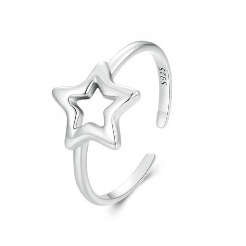 Sterling Silver Finger Ring, 925 Sterling Silver, Star, fashion jewelry & for woman, US Ring 