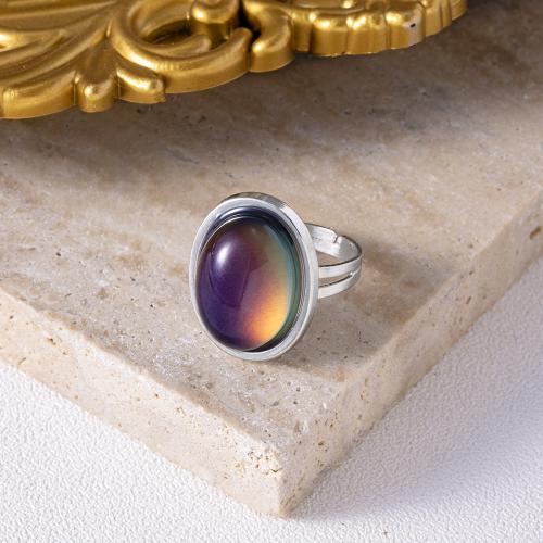 Mood Finger Ring, Zinc Alloy, with Acrylic, fashion jewelry & Unisex & change their color according to the temperature, Inner Approx 18mm 