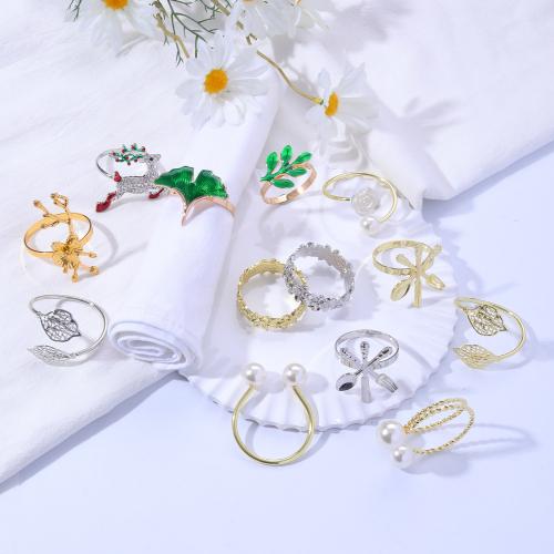 Napkin Ring, Zinc Alloy, with Plastic Pearl, plated & enamel & with rhinestone 