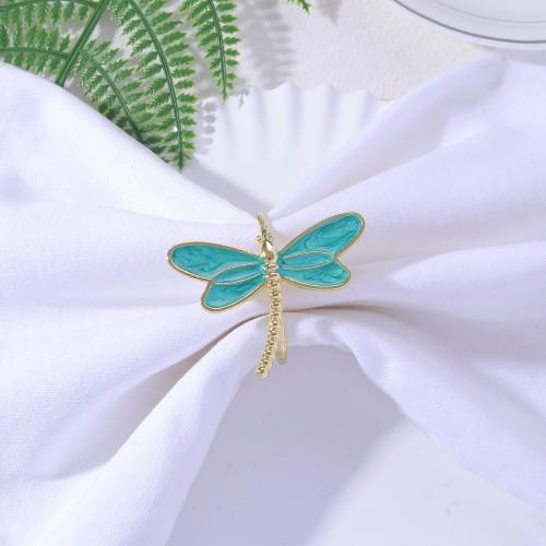 Napkin Ring, Zinc Alloy, Dragonfly, gold color plated, enamel 