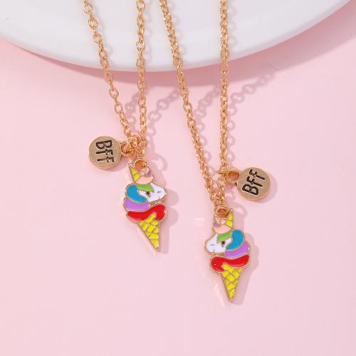 Enamel Zinc Alloy Necklace, with 5CM extender chain, Ice Cream, gold color plated, for woman, multi-colored cm 