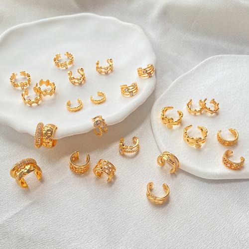 Befestiger Zirkonia Messing Ohrring, 18K vergoldet, verschiedene Stile für Wahl & Micro pave Zirkonia & für Frau, verkauft von Paar