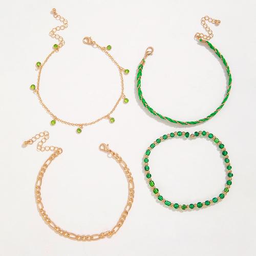Zinc Alloy Rhinestone Bracelets, fashion jewelry & for woman & with rhinestone, green 