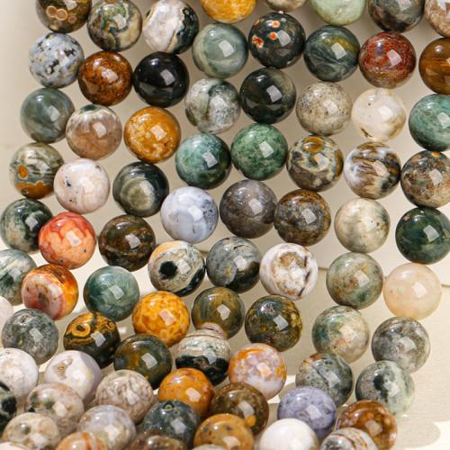 Single Gemstone Beads, Ocean Jasper, Round, polished, folk style & DIY 