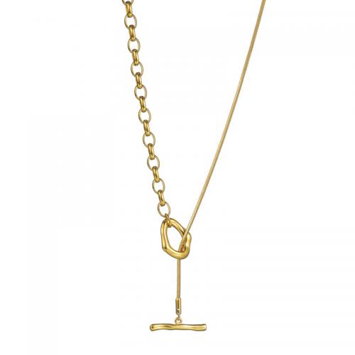 Mode Pullover Kette Halskette, Titanstahl, 18K vergoldet, Modeschmuck & für Frau, Länge:ca. 83 cm, verkauft von PC