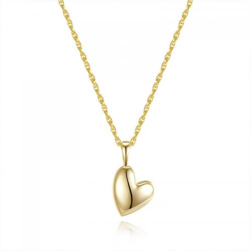 Sterling Silver Jewelry Necklace, 925 Sterling Silver, with 1.97inch extender chain, Heart, 18K gold plated, fashion jewelry & for woman Approx 15.75 Inch 