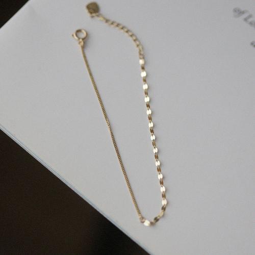 Sterling Silver Bracelets, 925 Sterling Silver, with 3cm extender chain, 14K gold plated, fashion jewelry & for woman Approx 15 cm 