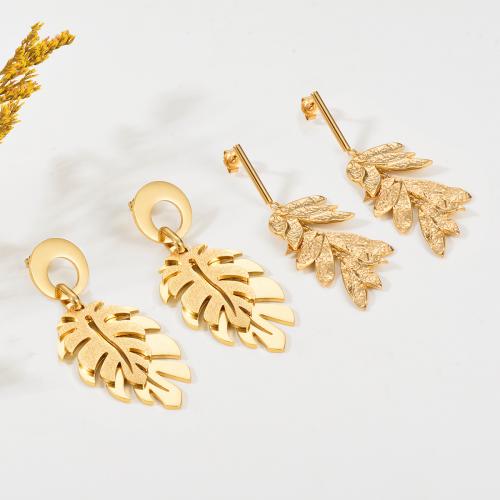 Edelstahl Tropfen Ohrring, 304 Edelstahl, Modeschmuck & verschiedene Stile für Wahl & für Frau, goldfarben, verkauft von Paar