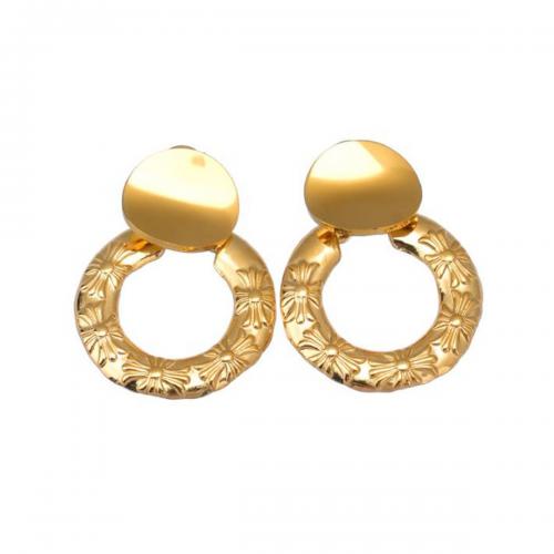 Edelstahl Tropfen Ohrring, 304 Edelstahl, Modeschmuck & für Frau, goldfarben, 24x35mm, verkauft von Paar