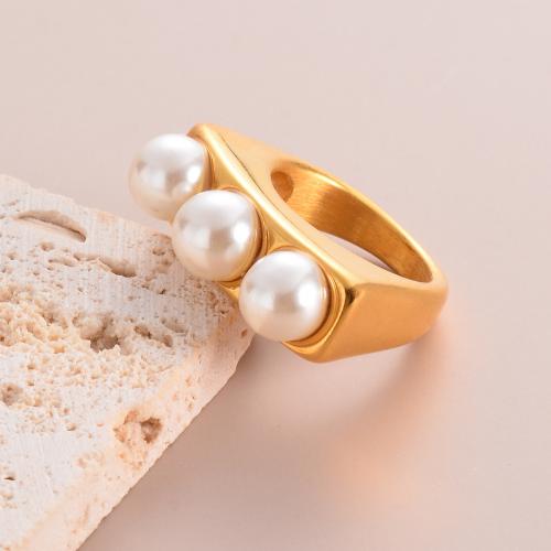 Edelstahl Fingerring, 304 Edelstahl, mit Kunststoff Perlen, Modeschmuck & verschiedene Größen vorhanden & für Frau, keine, width 5mm, verkauft von PC