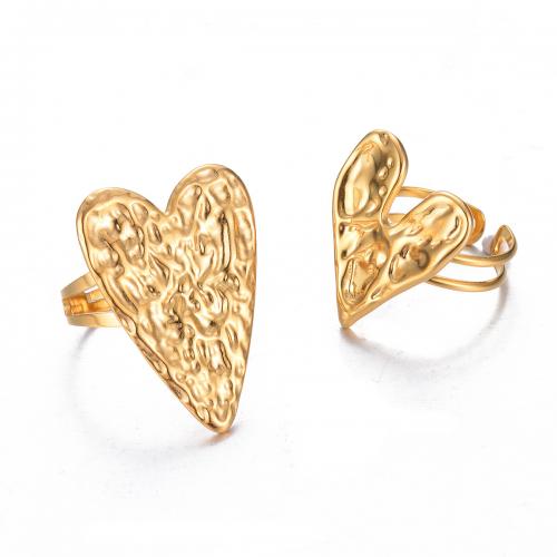 Stainless Steel Finger Ring, 304 Stainless Steel, Heart, fashion jewelry & Unisex golden 