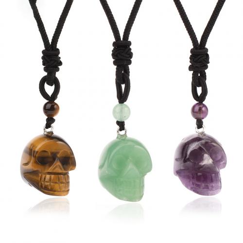 Gemstone Necklace, with Nylon Cord, Skull Approx 43 cm 