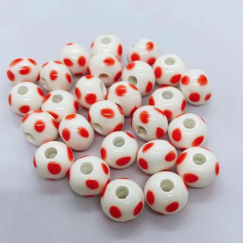 Kunstdruck Porzellan Perlen, Fussball, DIY, keine, 12x9mm, Bohrung:ca. 3.5mm, ca. 100PCs/Tasche, verkauft von Tasche