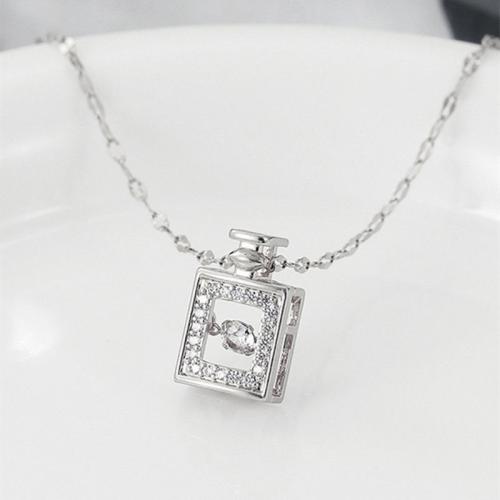 Cubic Zirconia Stainless Steel Necklace, 304 Stainless Steel, with 5cm extender chain, Bottle, Vacuum Ion Plating, fashion jewelry & micro pave cubic zirconia & for woman Approx 40 cm [