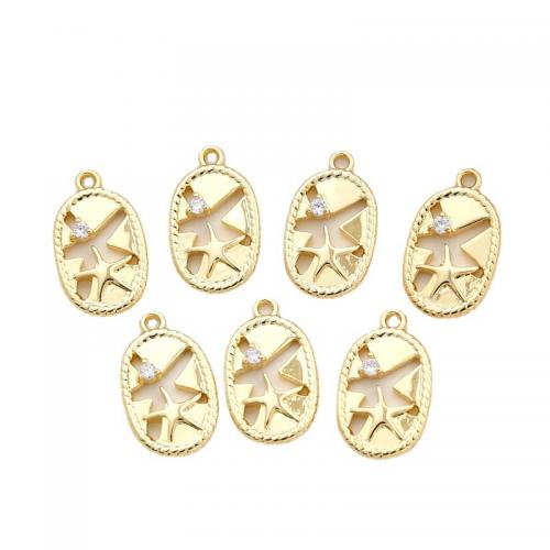 Cubic Zirconia Micro Pave Brass Pendant, with Cubic Zirconia, gold color plated, DIY & hollow 