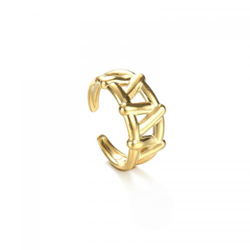 Titanium Steel Finger Ring, 14K gold plated, fashion jewelry & for woman & hollow 