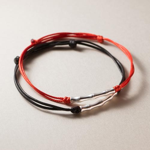 Sterling Silver Bracelets, 925 Sterling Silver, with Wax Cord, plated, for woman Approx 23 cm 