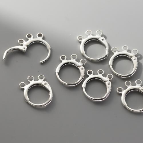 Sterling Silber Ohrreifen Komponenten, 925 Sterling Silber, plattiert, DIY, Silberfarbe, 15x12x1.8mm, Bohrung:ca. 1.7mm, verkauft von Paar