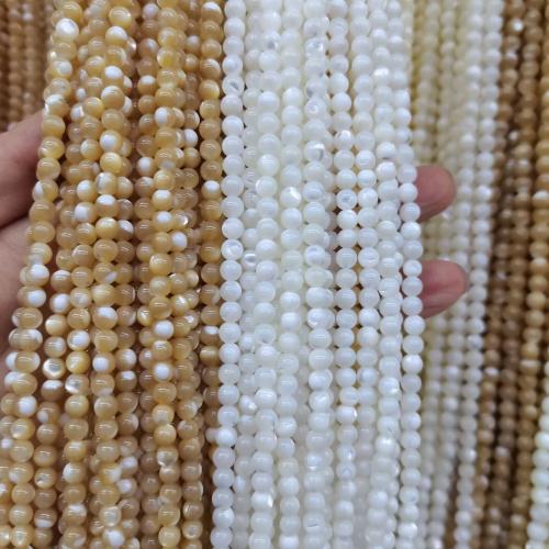 Perles en coquille naturel, Rond, DIY & différents matériaux pour le choix, plus de couleurs à choisir, 5mm Environ 40 cm, Vendu par brin