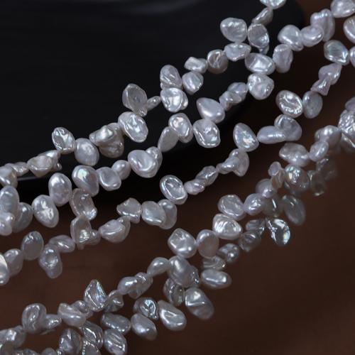 Perles nacres baroques de culture d'eau douce , perle d'eau douce cultivée, DIY, gris argenté, Length about 5-6mm Environ 40 cm, Vendu par brin