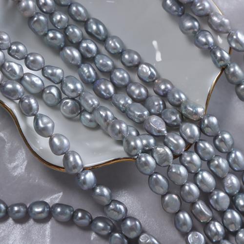 Rice Cultured Freshwater Pearl Beads, DIY, grey, Length about 8-9mm,Hight about 10mm Approx 35 cm 