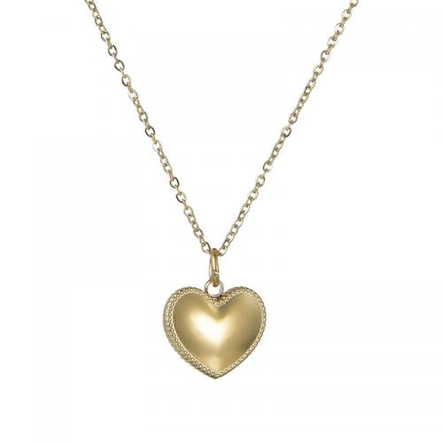 Stainless Steel Jewelry Necklace, 304 Stainless Steel, with 5cm extender chain, Heart, 18K gold plated, fashion jewelry & for woman Approx 45 cm 