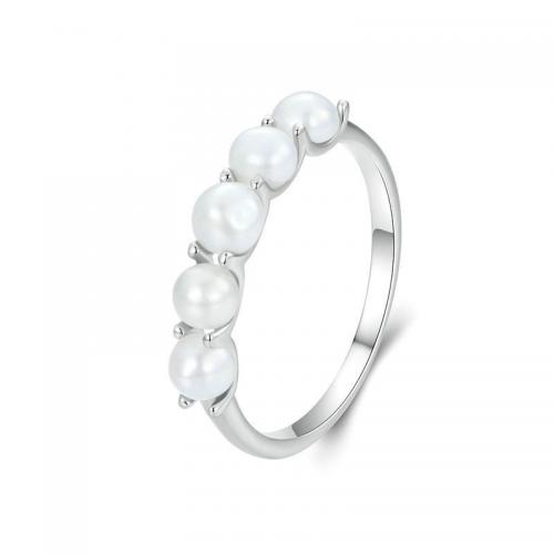 Sterling Silver Finger Ring, 925 Sterling Silver, with Freshwater Pearl, fashion jewelry & for woman 