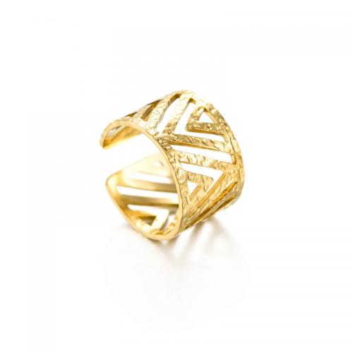 Anillo de dedo de acero Titanium de, Partículas de acero, chapado en oro de 14 K, Joyería & para mujer & hueco, Vendido por UD