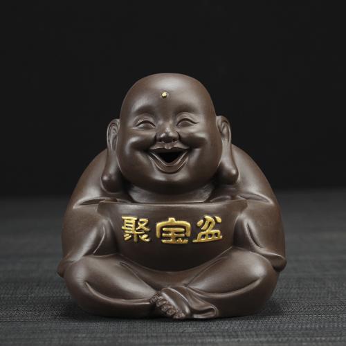 Incense Smoke Flow Backflow Holder Ceramic Incense Burner, Purple Clay, Buddha, handmade, for home and office & durable 