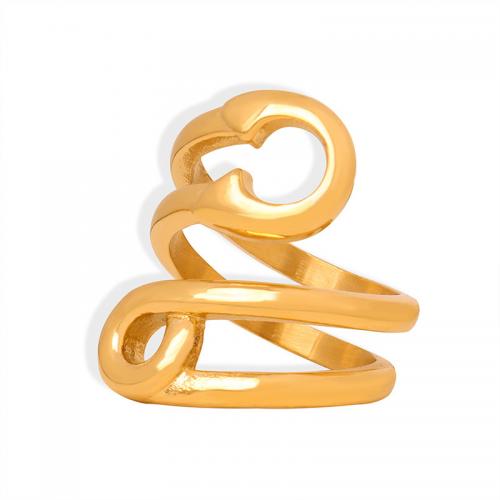 Титан Сталь палец кольцо, титан, 18K позолоченный, ювелирные изделия моды & Женский, Золотой, width 25mm, размер:7, продается PC