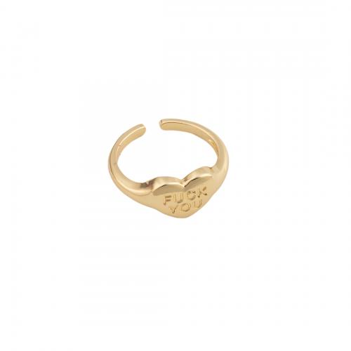 Палец кольцо-латунь, Латунь, Сердце, ювелирные изделия моды & Мужская, Золотой, inner diameter 17mm, продается PC