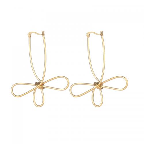 Stainless Steel Hoop Earring, 304 Stainless Steel, Flower, fashion jewelry & for woman, gold 