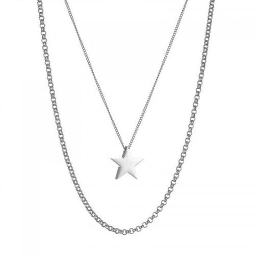 Fashion Multi Layer Necklace, 304 Stainless Steel, with 6.5cm extender chain, Star, polished, Double Layer & fashion jewelry & for woman, original color .9cm Approx 41 cm, Approx 52 cm 