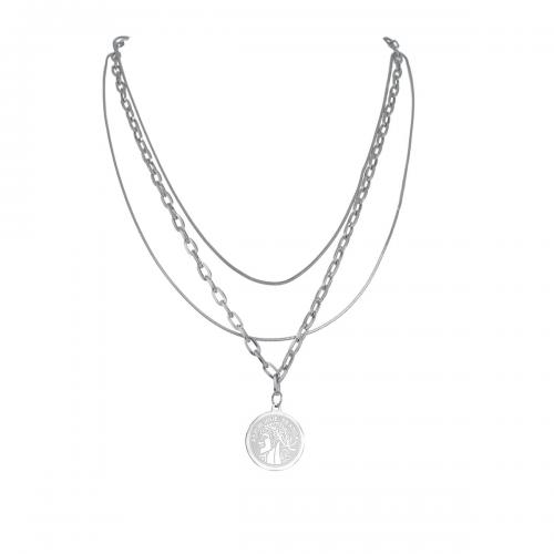 Multi слой ожерелье, Нержавеющая сталь 304, полированный, три слоя & ювелирные изделия моды & Женский, оригинальный цвет, длина:Приблизительно 41-50 см, продается PC