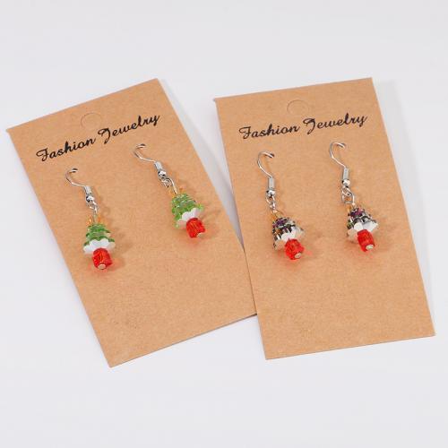 Christmas Earrings, Brass, with Crystal, Christmas Tree, plated, Christmas Design & fashion jewelry & for woman 