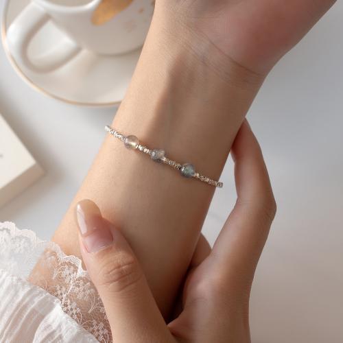 Sterling Silver Bracelets, 925 Sterling Silver, with Moonstone, with 4CM extender chain, handmade, for woman, silver color Approx 17.5 cm 