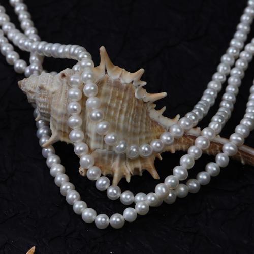 Naturel d'eau douce perles, perle d'eau douce cultivée, Légèrement rond, DIY, blanc, Length about 4.5-5mm Environ 37 cm, Vendu par brin