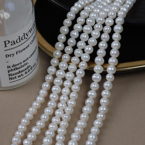 Naturel d'eau douce perles, perle d'eau douce cultivée, Légèrement rond, DIY, blanc, 7mm Environ 39 cm, Vendu par brin