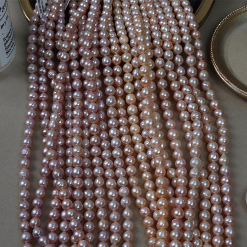 Naturales agua dulce perlas sueltas, Perlas cultivadas de agua dulce, Ligeramente redondo, Bricolaje, más colores para la opción, 7mm, longitud:aproximado 40 cm, Vendido por Sarta
