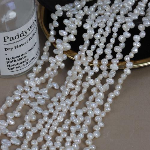 Petites perles cultivées en eau douce, perle d'eau douce cultivée, Baroque, DIY, blanc, Length about 5-6mm Environ 40 cm, Vendu par brin