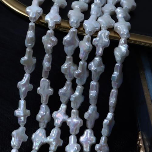 Natural Freshwater Pearl Loose Beads, Cross, DIY, white, Length about 10-11mm,Hight about 16-17mm, Approx 