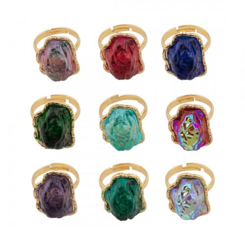 Палец кольцо-латунь, Латунь, с Стеклянный, ювелирные изделия моды & Мужская, Много цветов для выбора, diameter 17.5mm, продается PC