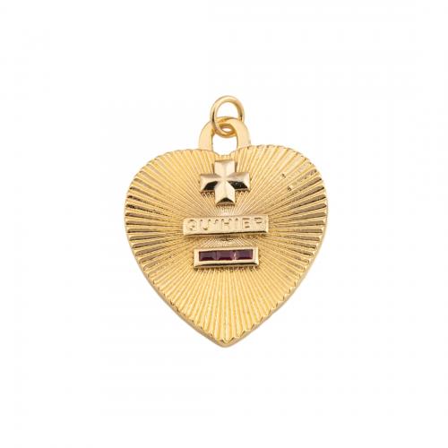 Cubic Zirconia Micro Pave Brass Pendant, Heart, fashion jewelry & Unisex & micro pave cubic zirconia, golden Approx 3mm 