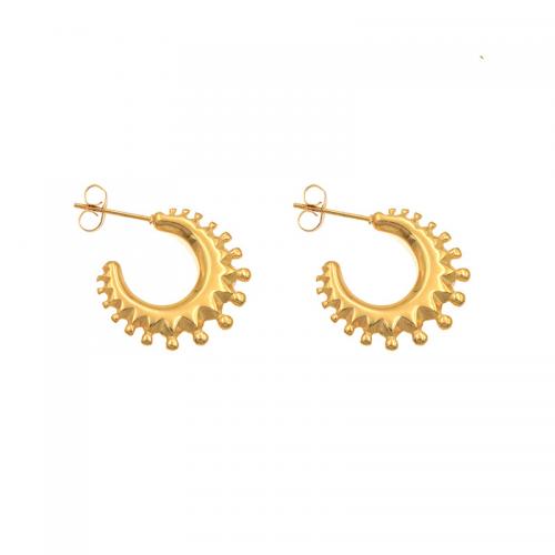 Titanium Steel Earrings, fashion jewelry & for woman, golden 