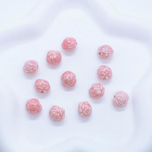 Blume Porzellan Perlen, Rose, DIY, keine, 12mm, Bohrung:ca. 2mm, ca. 100PCs/Tasche, verkauft von Tasche